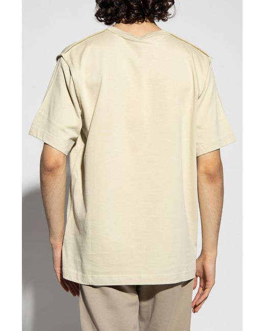 Helmut Lang Natural Inside Out Logo Crewneck T-Shirt for men