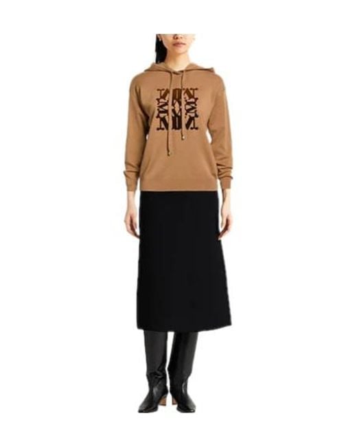 Max Mara Brown Wool Hooded Knit Sweater