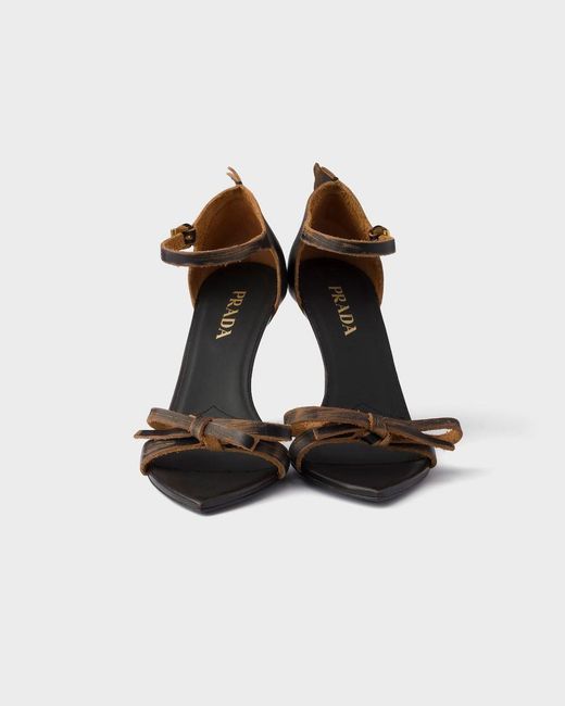 Prada Black Bow Detailed Heeled Sandals