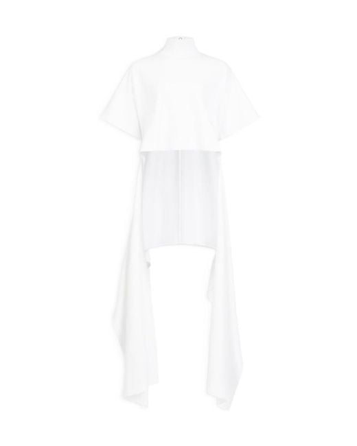 Alaïa White Alaïa High-Neck Draped-Hem Top