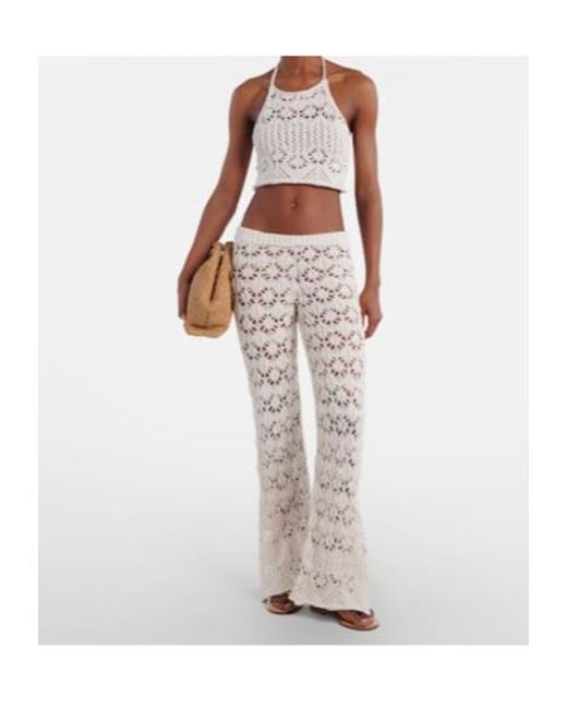 Alanui White Lagoon Romance Crochet Flared Pants
