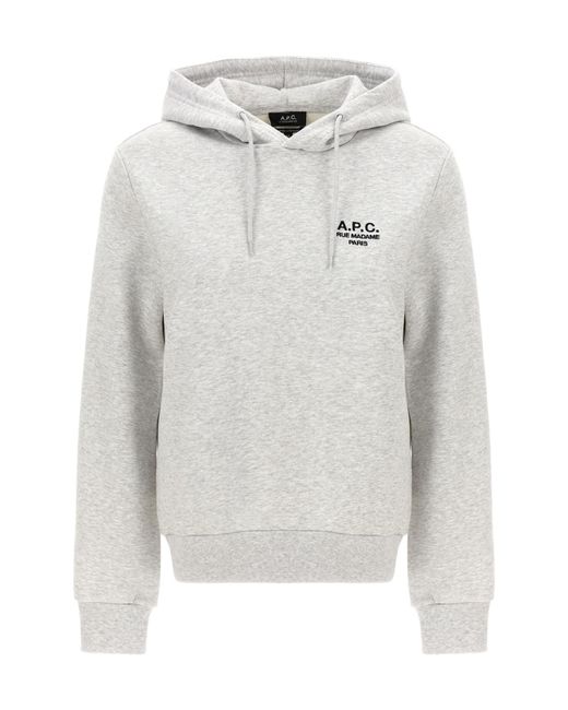 A.P.C. Gray Logo Embroidered Drawstring Hoodie for men
