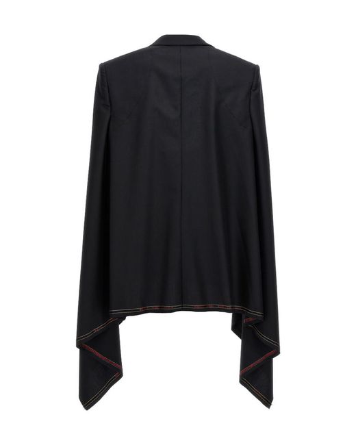 Junya Watanabe Black Frayed Hem Wide Sleeved Cape