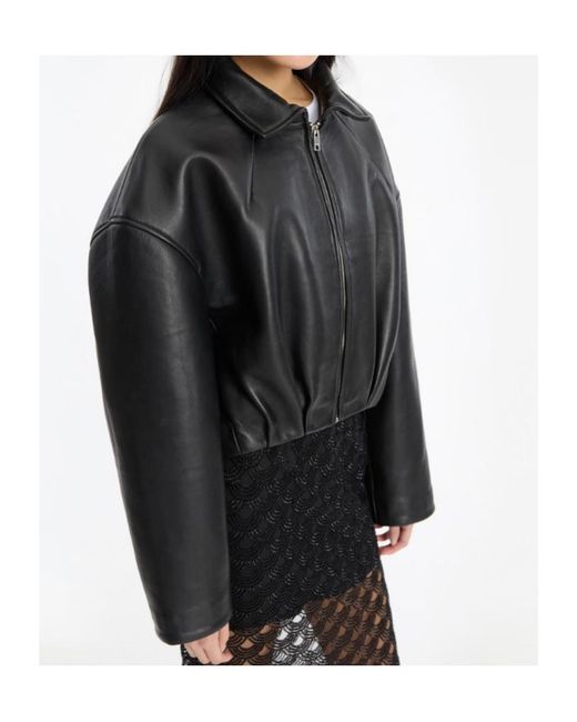 ROTATE BIRGER CHRISTENSEN Black Zip-Up Bomber Jacket