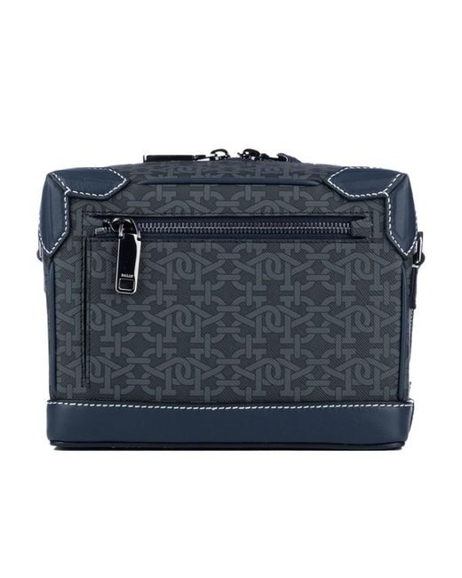 Bally Blue Logo Zipper Shoulder Bag for men