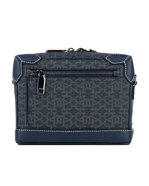 Bally Blue Logo Zipper Shoulder Bag for men