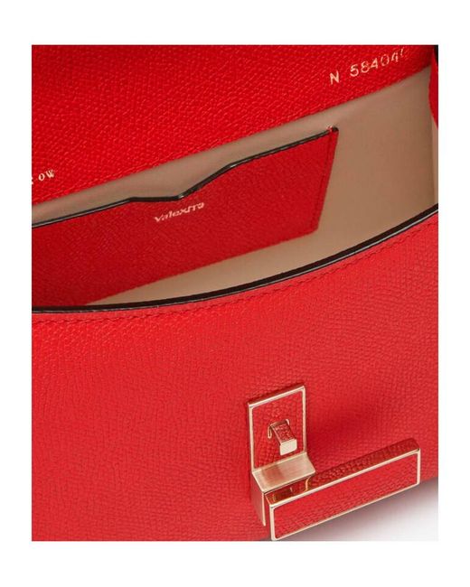 Valextra Red Iside Foldover Micro Crossbody Bag