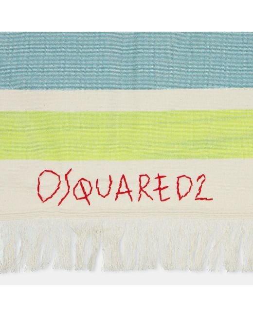 DSquared² Blue Multicolouredstripe Beach Towel for men
