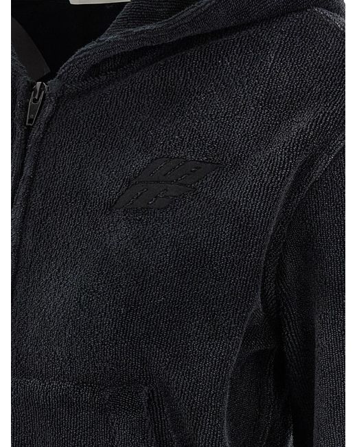 T By Alexander Wang Black Zip-Up Hooded Sweatshirt