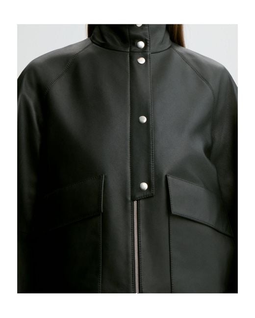 By Malene Birger Black High Neck Leather Jacket