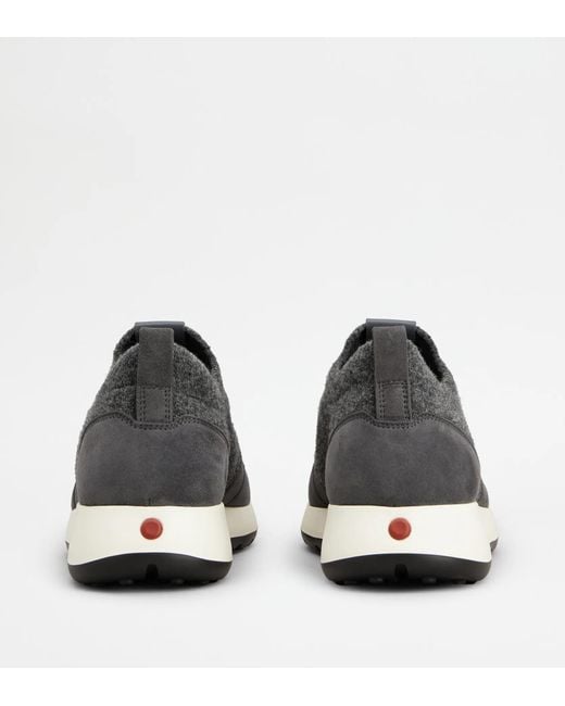 Tod's Gray Suede-Panelled Felt Sneakers for men
