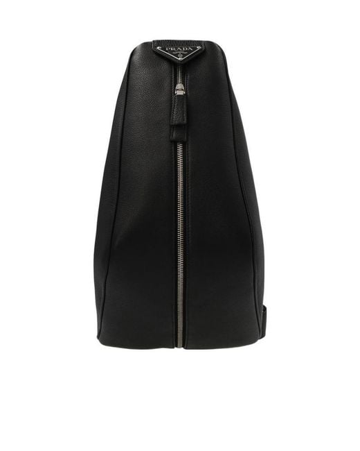 Prada Black Logo Backpack for men
