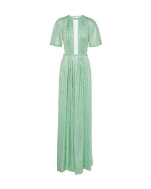 Area Green Cutout Crystal-Embellished Jersey Gown
