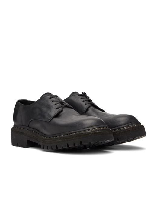 Guidi Black Lacing Closed Derby Shoes for men