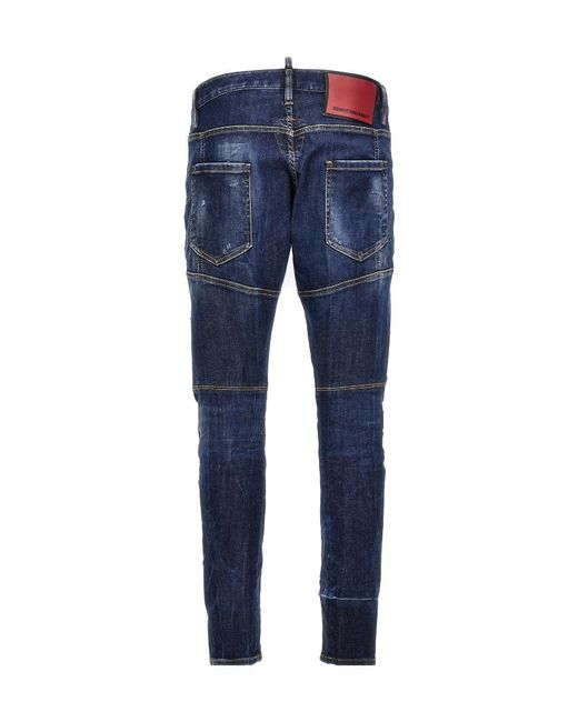 DSquared² Blue Straight-Leg Distressed Skinny Jeans for men