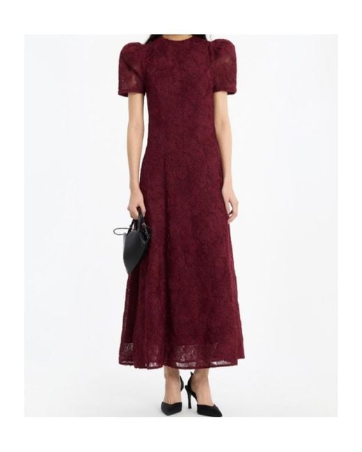 ROTATE BIRGER CHRISTENSEN Purple Dollarina Floral Mesh Maxi Dress