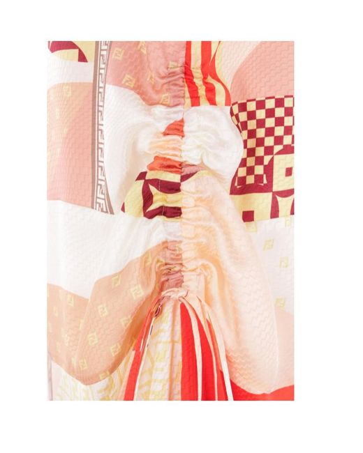 Fendi Pink Graphic Printed Ruched Mini Dress