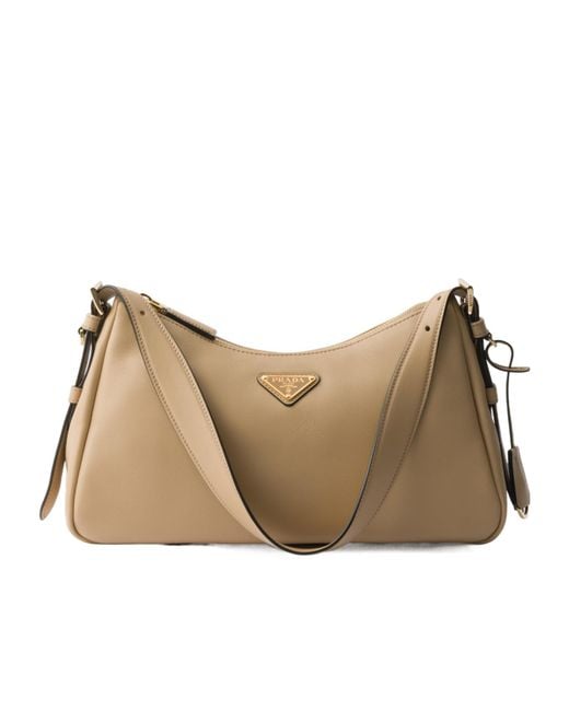 Prada Natural Aimée Medium Leather Shoulder Bag