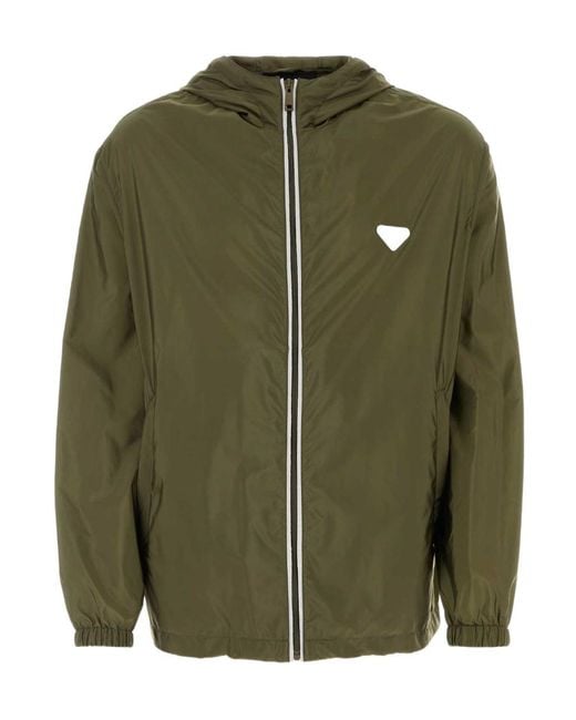 Prada Men's Green Re-Nylon Hooded Windbreaker