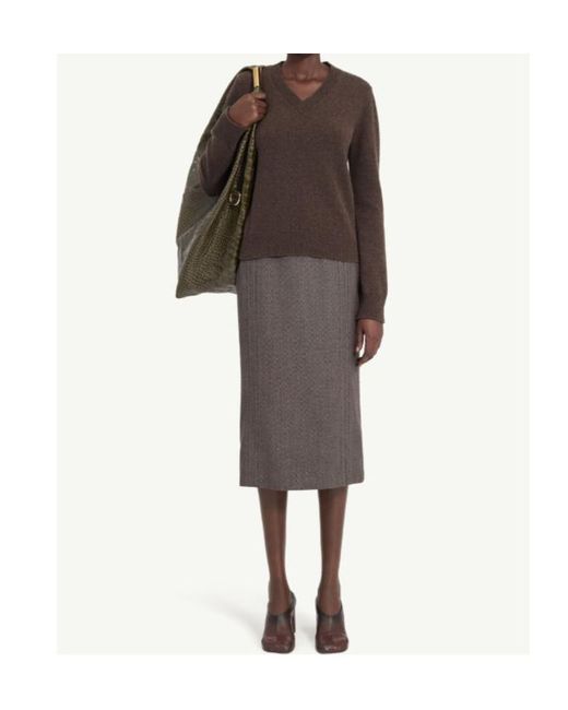 MM6 by Maison Margiela Brown V-Neck Knitted Jumper