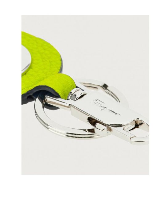 Ferragamo Green Gancini Pattern Key Chain for men