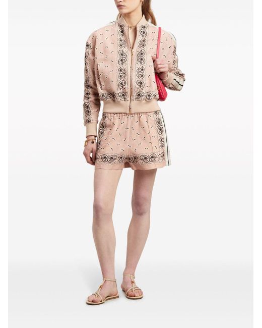 Palm Angels Natural Paisley-Printed Side Stripe Detailed Track Shorts