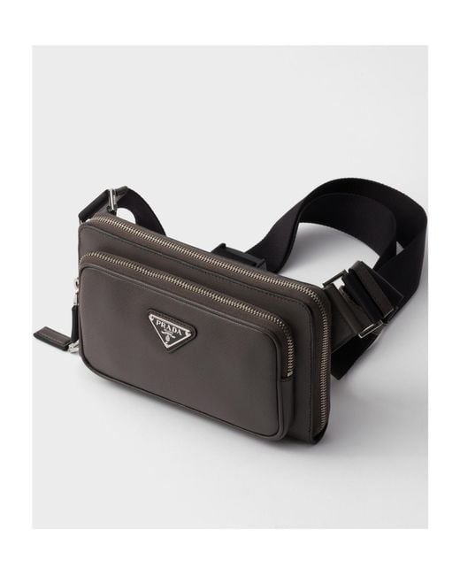Prada Black Saffiano Leather Belt Bag for men