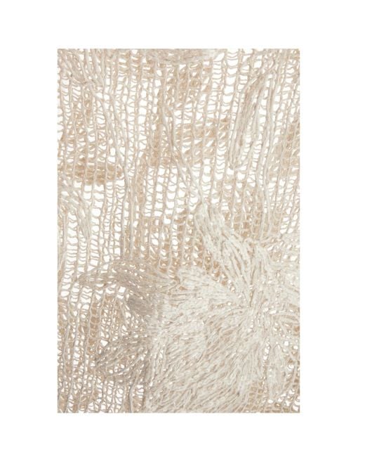 Brunello Cucinelli White V-Neck Knitted Jumper