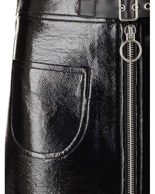 Courreges Black Courrèges Buckle Zipped Vinyl Mini Skirt