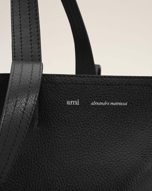 AMI Black Ami Midi Tote Bag