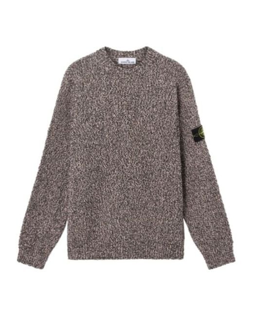 Stone Island Gray Textured Crew-Neck Knitted Sweater for men