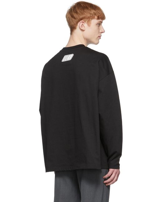 we11done Black Logo-Print Cotton Sweater for men