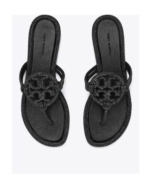 Tory Burch Brown Miller Pavé Embellished Thong Slippers
