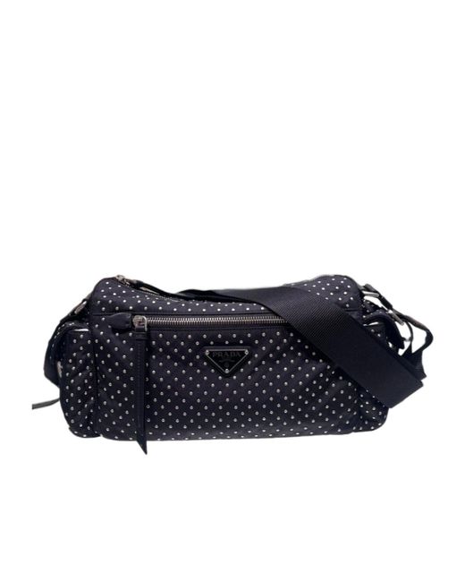Prada Blue Re-Nylon Bag With Studs