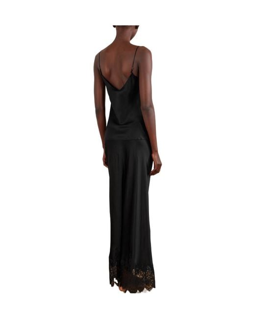 Carine Gilson Black Lace-Trimmed Silk-Satin Camisole