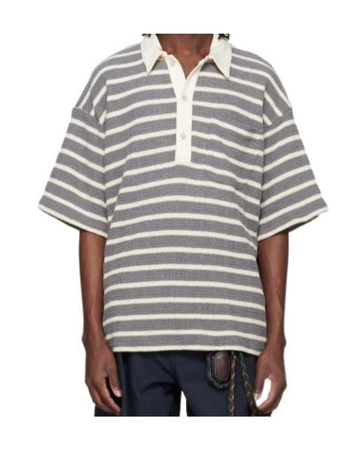 Song For The Mute Gray Striped Polo Shirt for men