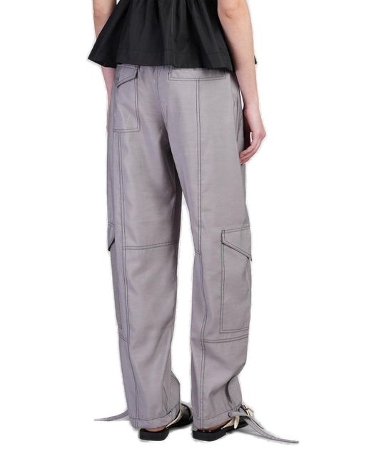 Ganni Gray High Waist Drawstring Pants