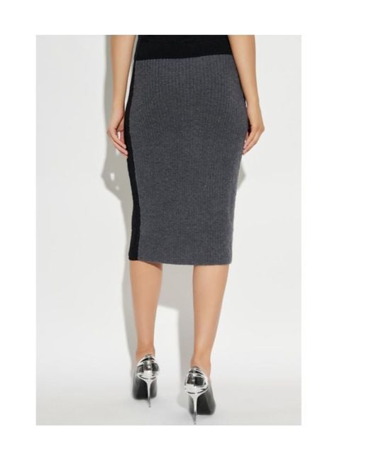 DIESEL Gray M-Lousi Ribbed Panelled Midi Skirt