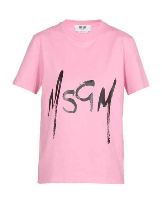 MSGM Pink Logo Short-Sleeved T-Shirt