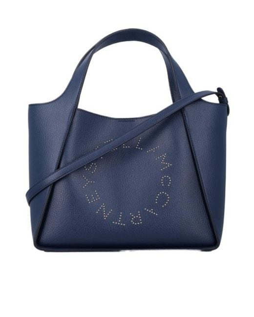 Stella McCartney Blue Logo Studded Top Handle Bag