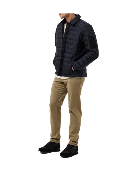 Boss Blue Quilted Down Shirt Jacket for men