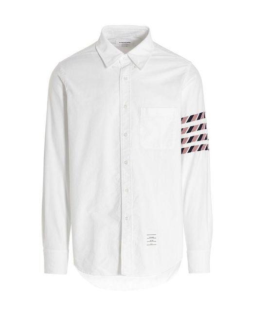 Thom Browne White 4-Bar Oxford Shirt for men
