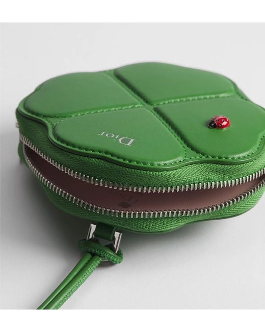 Dior Green Petit Trèfle Coin Purse With Cord