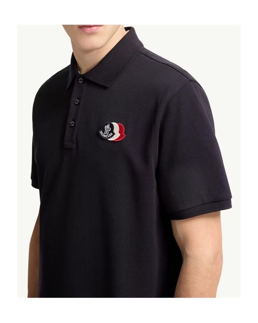 Moncler Blue Logo Patch Polo Shirt for men