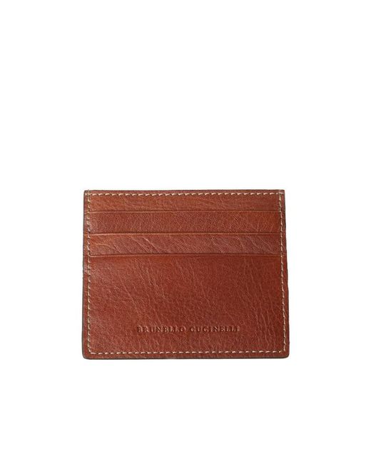 Brunello Cucinelli Red Logo Embossed Cardholder for men