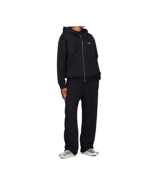 MARINE SERRE Black Crescent Moon Embroidered Track Pants for men