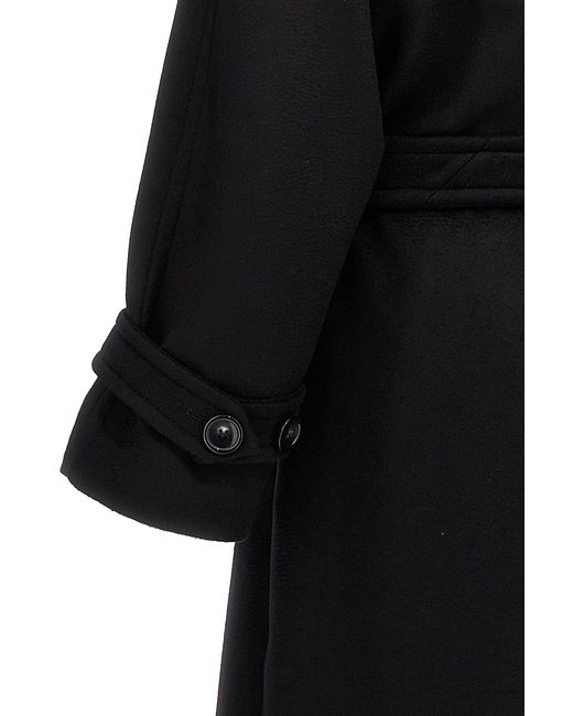 Sportmax Black Leandro Double-Breasted Long-Sleeved Coat