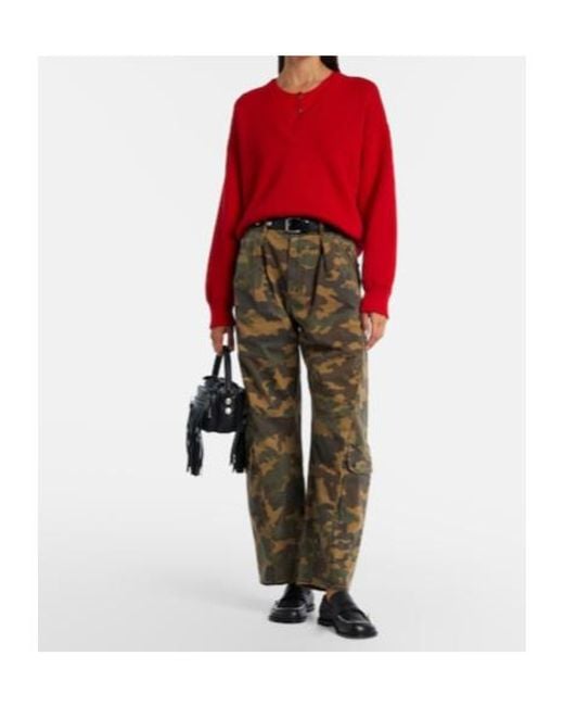 Citizens of Humanity Green Flight Camouflage Twill Barrel-Leg Pants