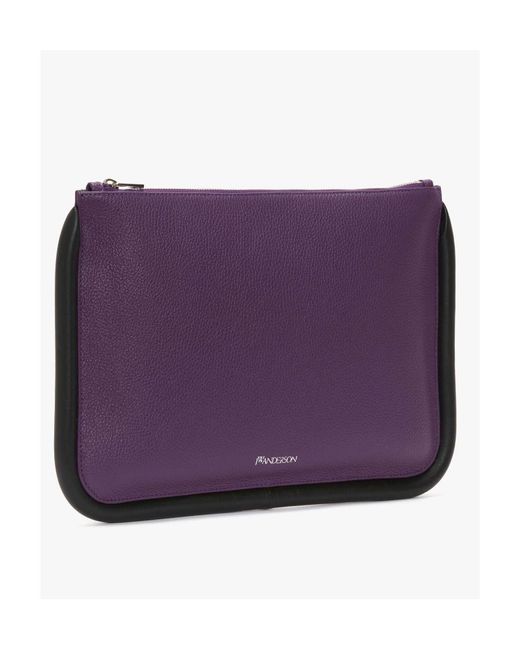 J.W. Anderson Purple Jw Anderson Logo Printed Large Bumper Clutch Bag