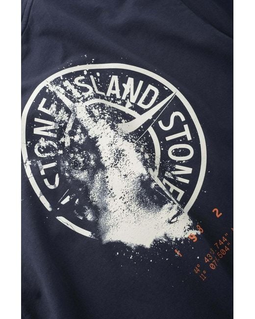 Stone Island Blue Graphic Logo T-Shirt for men